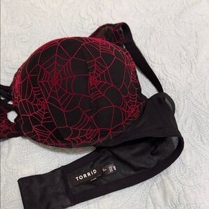 Torrid Black Bra with Red Web Design